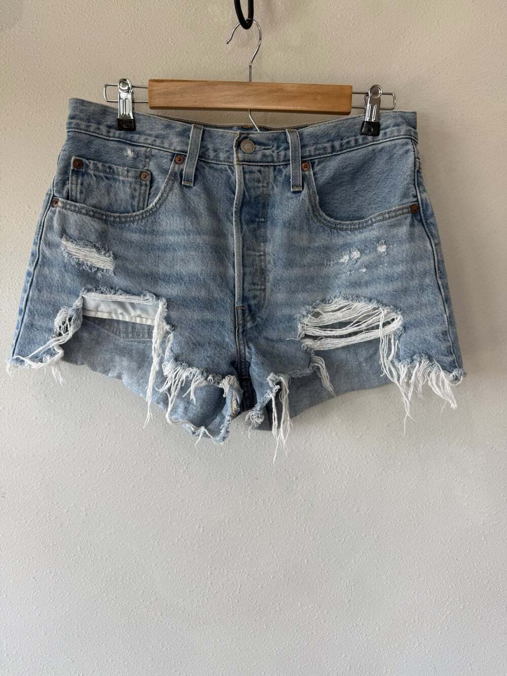 Levi's 501 Women’s 31 Original Fit High-Rise Distressed Cutoff Denim Shorts